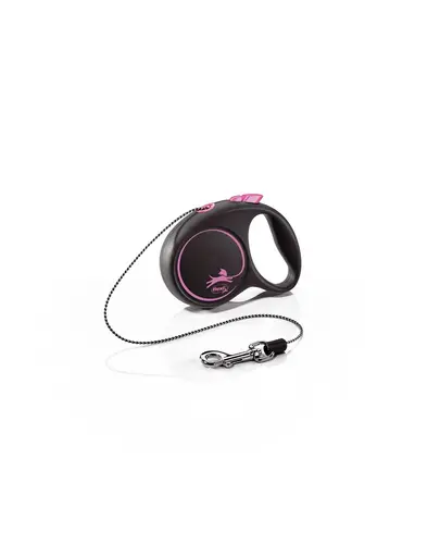 FLEXI Black Design lesa automata cu sir pentru caini, negru cu roz, marimea XS, 3 m