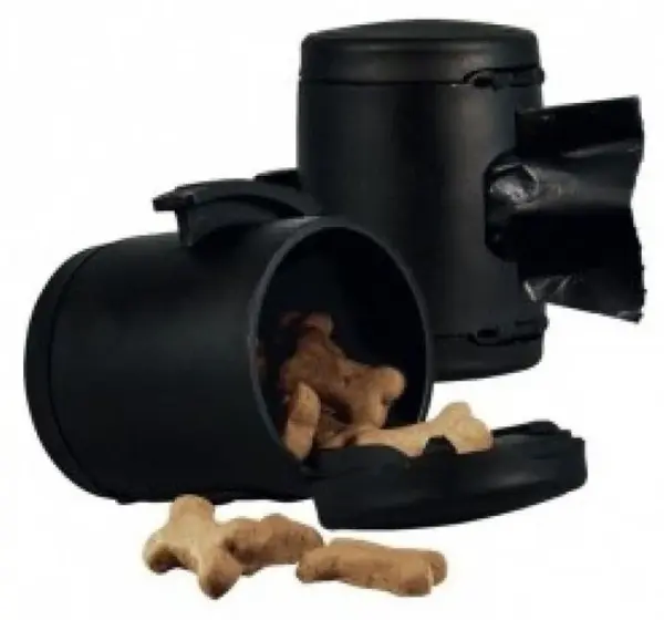 FLEXI Dispenser pentru recompense şi săculeţi igienici pentru lesă, Negru