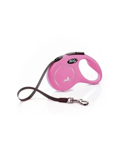 FLEXI Lesă New Classic S bandă 5 m roz S până la 15 kg