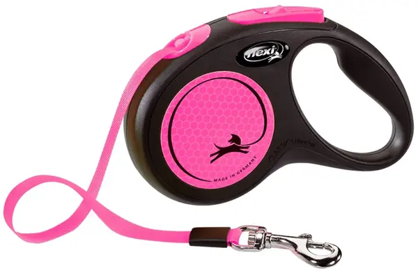 FLEXI Lesă retractabilă NEW NEON cu bandă, diverse culori
