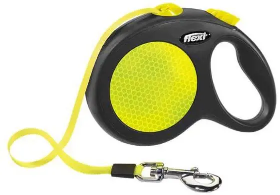 FLEXI Lesă retractabilă NEW NEON cu bandă, Negru