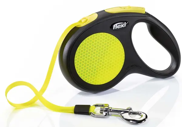 FLEXI Lesă retractabilă NEW NEON cu bandă, Negru