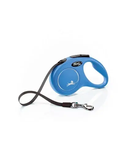 FLEXI New Classic lesa automata cu banda pentru caini, albastru, marimea S, 5 m