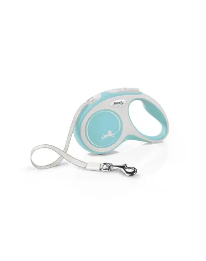 FLEXI New Comfort lesa automata cu banda pentru caini, albastru deschis cu alb, marimea S, 5 m