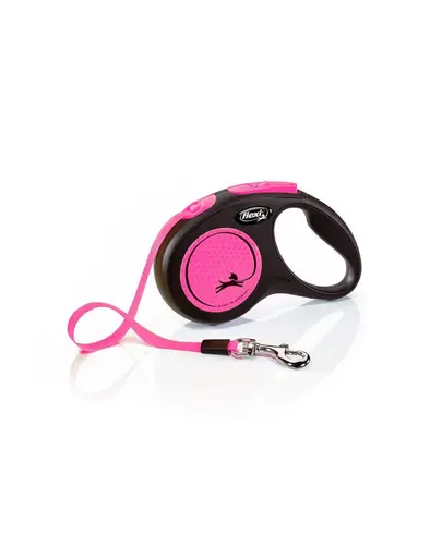 FLEXI New Neon lesa automata pentru caini, roz, marimea S, 5 m