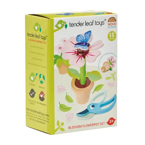 Floarea in ghiveci din lemn premium, Tender Leaf Toys, 15 piese