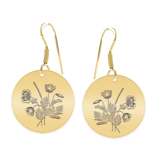 Flora - Cercei personalizati buchet flori banut cu tortita deschisa din argint 925 placat cu aur galben 24K