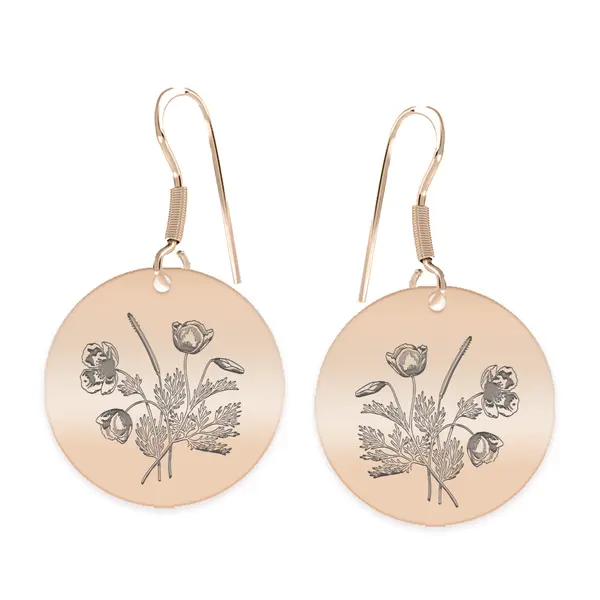 Flora - Cercei personalizati buchet flori banut cu tortita deschisa din argint 925 placat cu aur roz