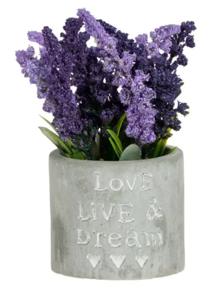 Flori de lavanda artificiale decorative in ghiveci ceramic,8 x17 cm