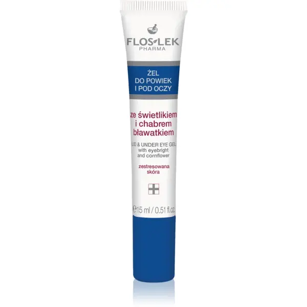 FlosLek Pharma Eye Care Gel pentru jurul ochilor cu un luminator și albastrele 15 ml