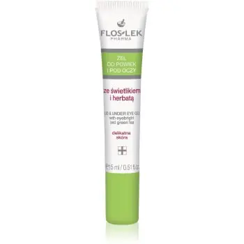 FlosLek Pharma Eye Care Gel pentru jurul ochilor cu un luminator și ceai verde