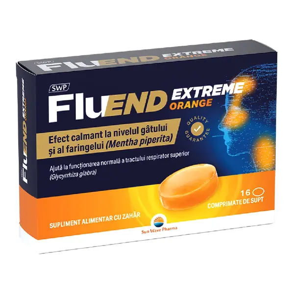 FluEnd Extreme cu aroma de portocale, 16 comprimate, Sun Wave Pharma
