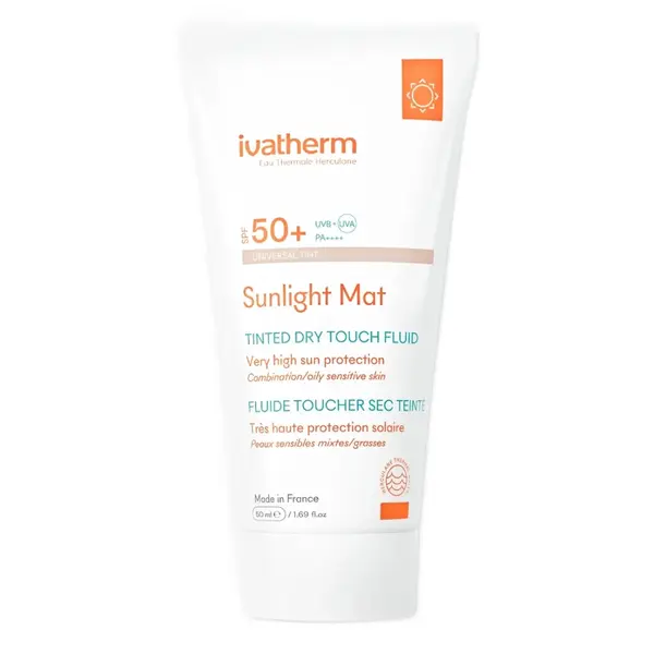 Fluid colorat matifiant Sunlight Mat Tinted Dry Touch, SPF50+, 50 ml, Ivatherm