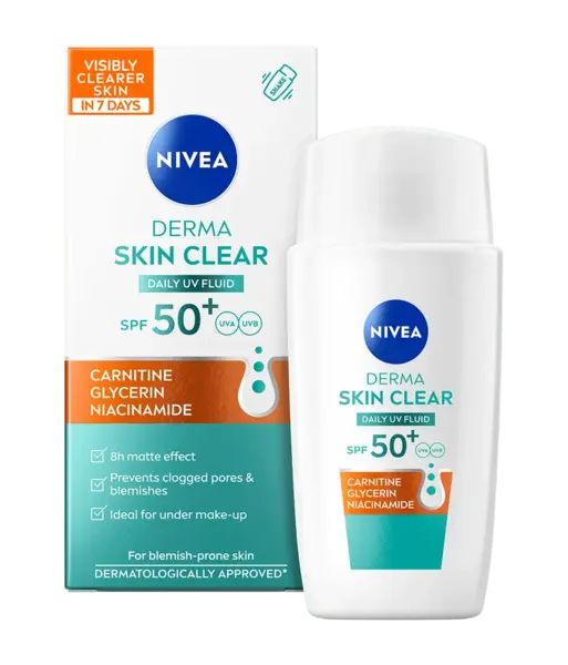 Fluid de zi hidratant Derma Skin Clear cu SPF 50+, 40ml, Nivea