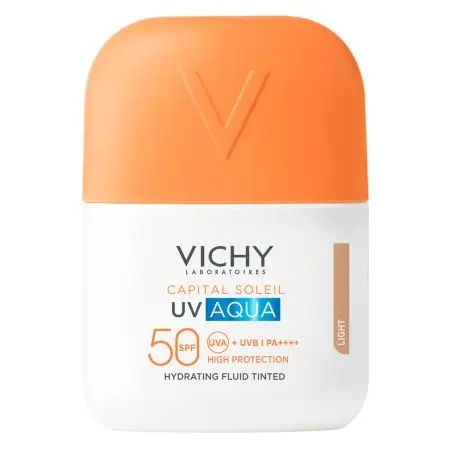 Fluid Hidratant Colorat cu Protecție Solară SPF 50 Nuanță Light Capital Soleil UV Aqua, 50 ml – Vichy