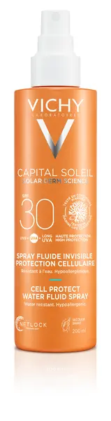 Fluid invizibil cu protectie solara SPF 30 pentru fata si corp Capital Soleil Cell Protect, 200ml, Vichy