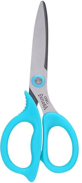 Foarfecă pentru copii Deli Explora Kids - E77755, 13,5 cm, albastru