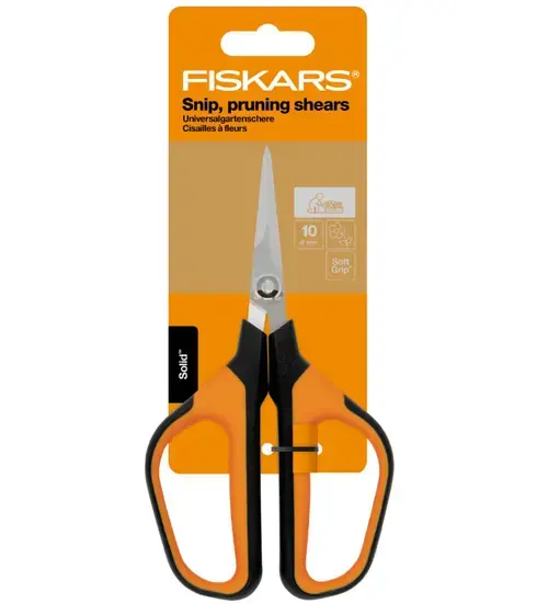Foarfeca pentru flori Fiskars Solid MicroTip SP15, 182 mm (Portocaliu/Negru)