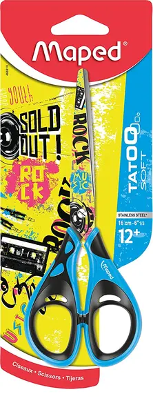 Foarfece Maped - Tatoo Teens Soft, 16 cm, albastre