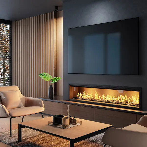 Focar semineu electric 3D cu vapori de apa incorporabil, Led, cu sunet, 8 culori, Wi-Fi cu APP internet, ElectricSun MISTique MARE 150cm