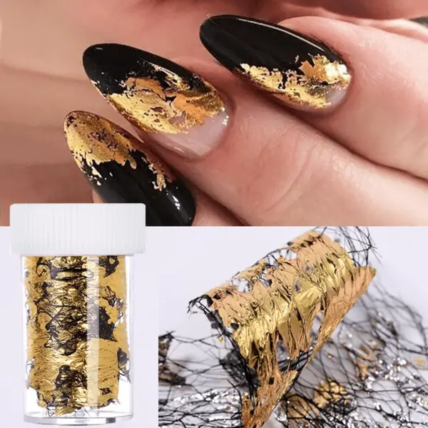 Foiță Decor Unghii Black Gold Q004 | Efect Luxury Abstract