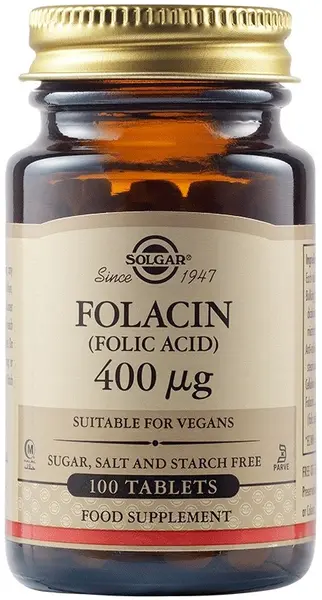 Folacin, 400 mcg, 100 tablete, Solgar