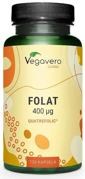Folat Quatrefolic, 400 µg, 120 capsule, Vegavero