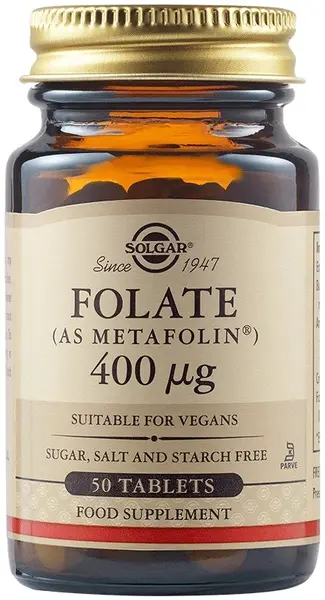 Folate, 400 mcg, 50 tablete, Solgar