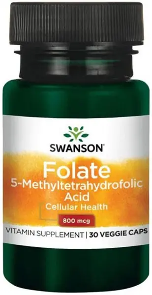 Folate, 800 mcg, 30 capsule vegetale, Swanson