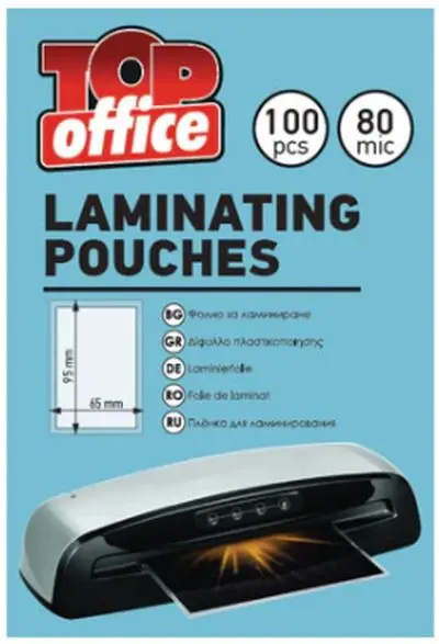 Folie de laminare Top Office - 65 x 95 mm, 80 μm, 100 buc