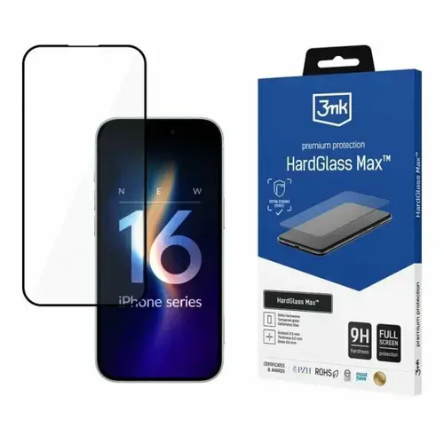 Folie de protectie 3mk HardGlass Max pentru iPhone 16 Pro, Negru