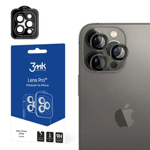 Folie de protectie camera 3mk Lens Protection Pro Graphite pentru iPhone 15 Pro