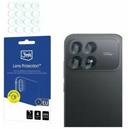 Folie de protectie Camera Spate 3MK Lens pentru Xiaomi Poco F8 Pro, Sticla Flexibila, Set 4 bucati