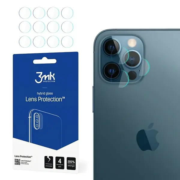 Folie de protectie Camera Spate 3MK Protection pentru Apple iPhone 12 Pro, Sticla Flexibila, Set 4 bucati, Transparenta