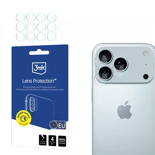 Folie de protectie Camera Spate 3MK Protection pentru Apple iPhone 17 Pro, Sticla Flexibila, Set 4 bucati