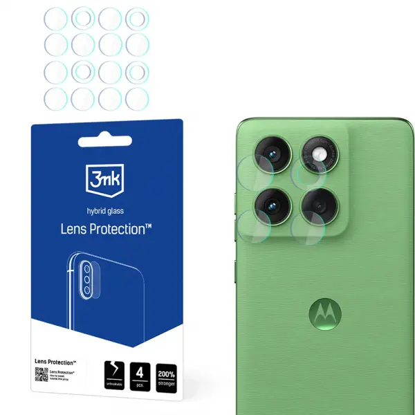 Folie de protectie Camera Spate 3MK Protection pentru Motorola Edge 60, Sticla Flexibila, Set 4 bucati, Transparenta