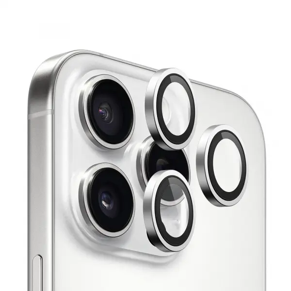 Folie de protectie Camera Spate Blueo 99 Anti-Refective HD pentru Apple iPhone 16 Pro Max / 16 Pro, Sticla Securizata, Argintie