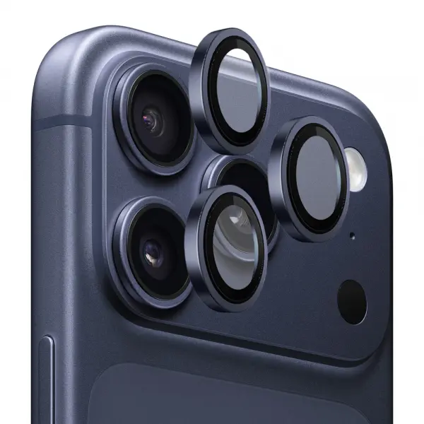 Folie de protectie Camera Spate Blueo 99 Anti-Refective HD pentru Apple iPhone 17 Pro Max / 17 Pro, Sticla Securizata, Albastra Inchis