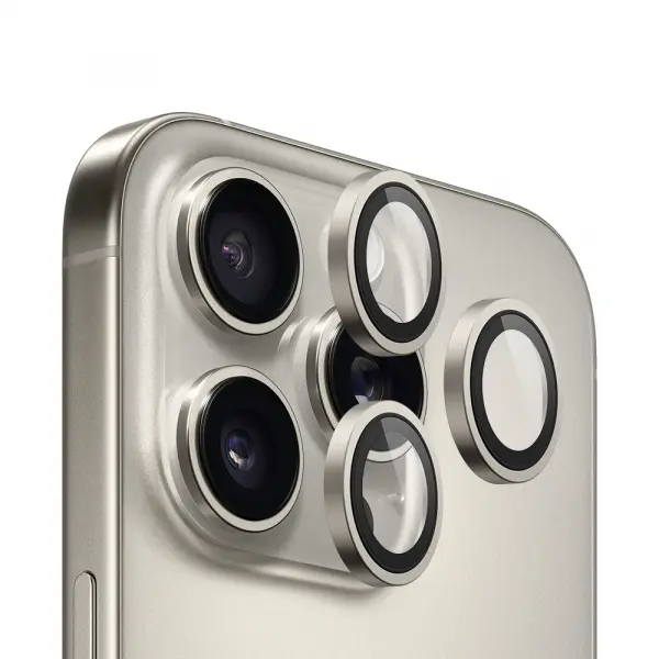 Folie de protectie Camera Spate Blueo 99 Anti-Refective HD pentru Apple iPhone 16 Pro Max / 16 Pro, Sticla Securizata, Gri Metalic