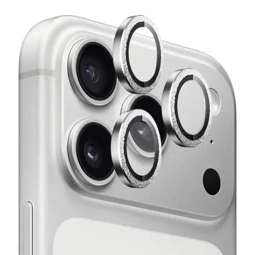Folie de protectie Camera Spate Blueo Glitter Diamond Metal Frame pentru Apple iPhone 17 Pro Max / 17 Pro, Sticla Securizata