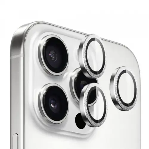 Folie de protectie Camera Spate Blueo Glitter Diamond Metal Frame pentru Apple iPhone 16 Pro Max / 16 Pro, Sticla Securizata