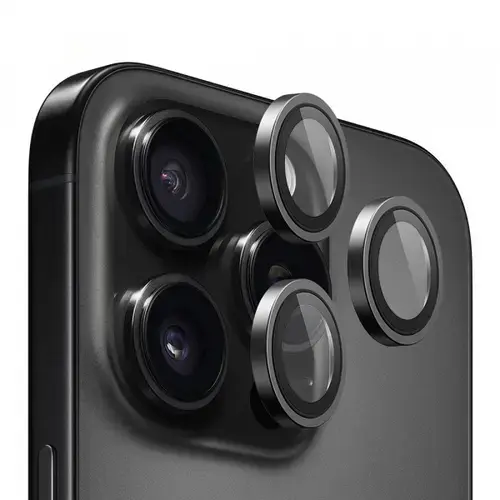 Folie de protectie Camera Spate Blueo Metal Frame pentru Apple iPhone 16e, Sticla Securizata (Negru)