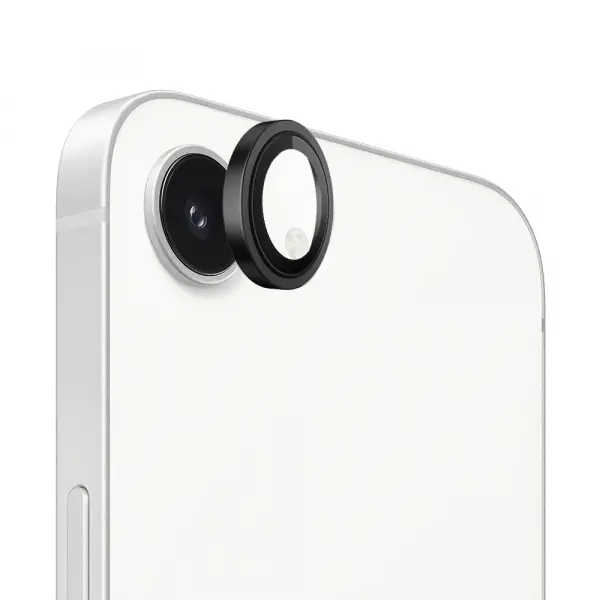 Folie de protectie Camera Spate Blueo Metal Frame pentru Apple iPhone 17e / 16e, Sticla Securizata, Neagra
