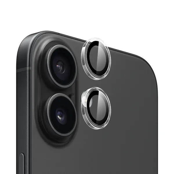 Folie de protectie Camera Spate Blueo Metal Frame pentru Apple iPhone 16 Plus / 16, Sticla Securizata, Transparenta