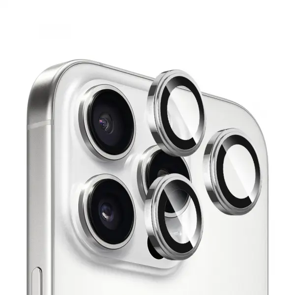 Folie de protectie Camera Spate Blueo Sapphire Crystal pentru Apple iPhone 14 Pro Max / 14 Pro, Sticla Securizata, Argintie