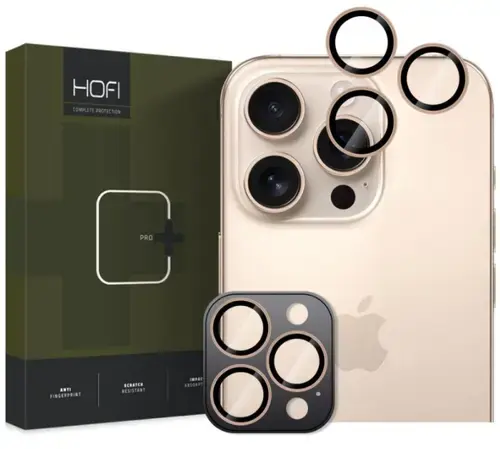 Folie de protectie Camera spate HOFI CamRing PRO+ pentru Apple iPhone 16 Pro Max / 16 Pro, Sticla Securizata, Aurie