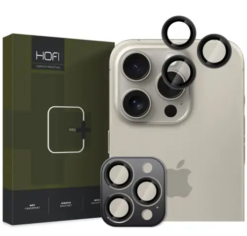 Folie de protectie Camera spate HOFI CamRing PRO+ pentru Apple iPhone 16 Pro Max / 16 Pro, Sticla Securizata, Neagra