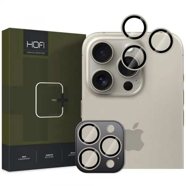 Folie de protectie Camera Spate HOFI CamRing PRO+ pentru Apple iPhone 17 Pro / 16 Pro Max / 16 Pro, Sticla Securizata, Gri