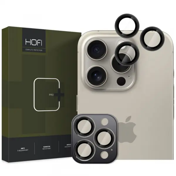 Folie de protectie Camera Spate HOFI CamRing PRO+ pentru Apple iPhone 16 Pro Max / 16 Pro, Sticla Securizata, Neagra