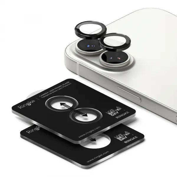 Folie de protectie Camera Spate Ringke pentru Apple iPhone 17, Sticla Securizata, Neagra